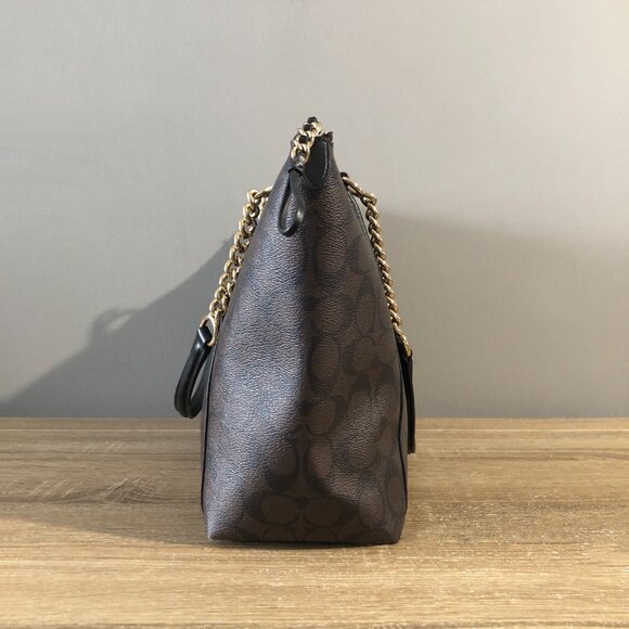 Coach Ava Chain in Signature Brown Black Shoulder Tote Bag MSRP $395 - Picture 3 of 15